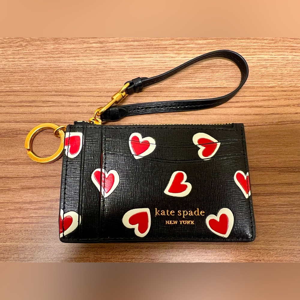 NWT Kate Spade ♠️ Morgan Stencil Hearts Embossed Coin Card Case Wristlet Soldout